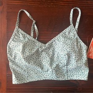 Kortni Jeane blue ditzy floral V crop